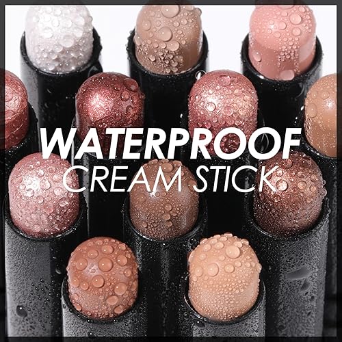 Miniatura 7 de FOCALLURE Sombra de ojos en barra brillante y mate, lápiz iluminador de ojos suave y brillante para mujer, sombra de ojos impermeable y maquillaje