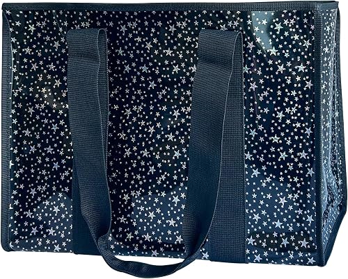 Waterproof PVC Beach Bag with Phone Pocket 17.32×8.27×12.2inch Tote for Women Pool Travel Sandproof