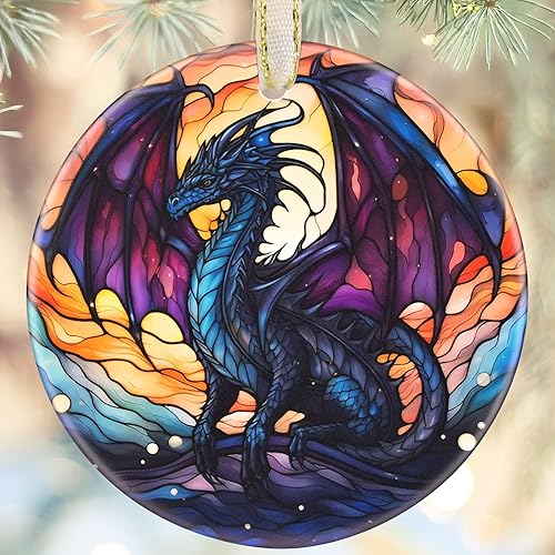 Christmas Ornaments, 3.5 Inch Ceramic Dragon Hanging Ornament, Christmas Tree