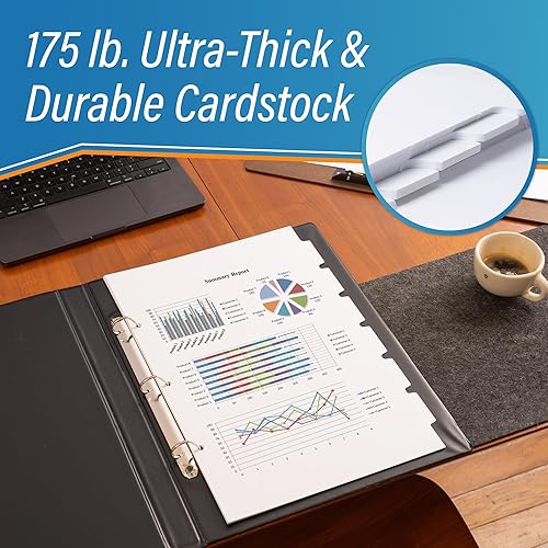 Miniatura 2 de Divisor de pestaña de índice de 11 x 17, 5 pestañas, 10 juegos con agujeros