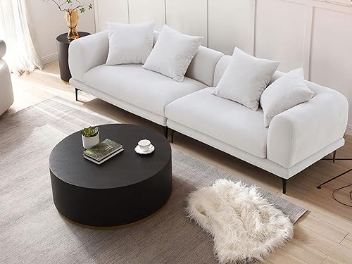 Miniatura 8 de kevinplus Mesa auxiliar blanca para sala de estar, mesa auxiliar redonda pequeña para sala de estar, mesa auxiliar de madera circular para