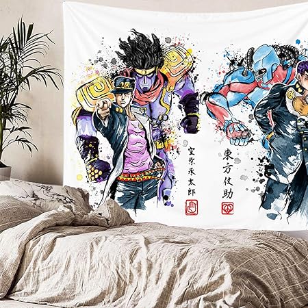 Amazon Com Supulu Tapestry Wall Hanging Jojo S Bizarre Adventure 3d Print Wall Tapestry Anime Tapestries Wall Art Aesthetic Home Decorations For Living Room Bedroom Dorm Decor Color 1 51 2 X 59 1 Home