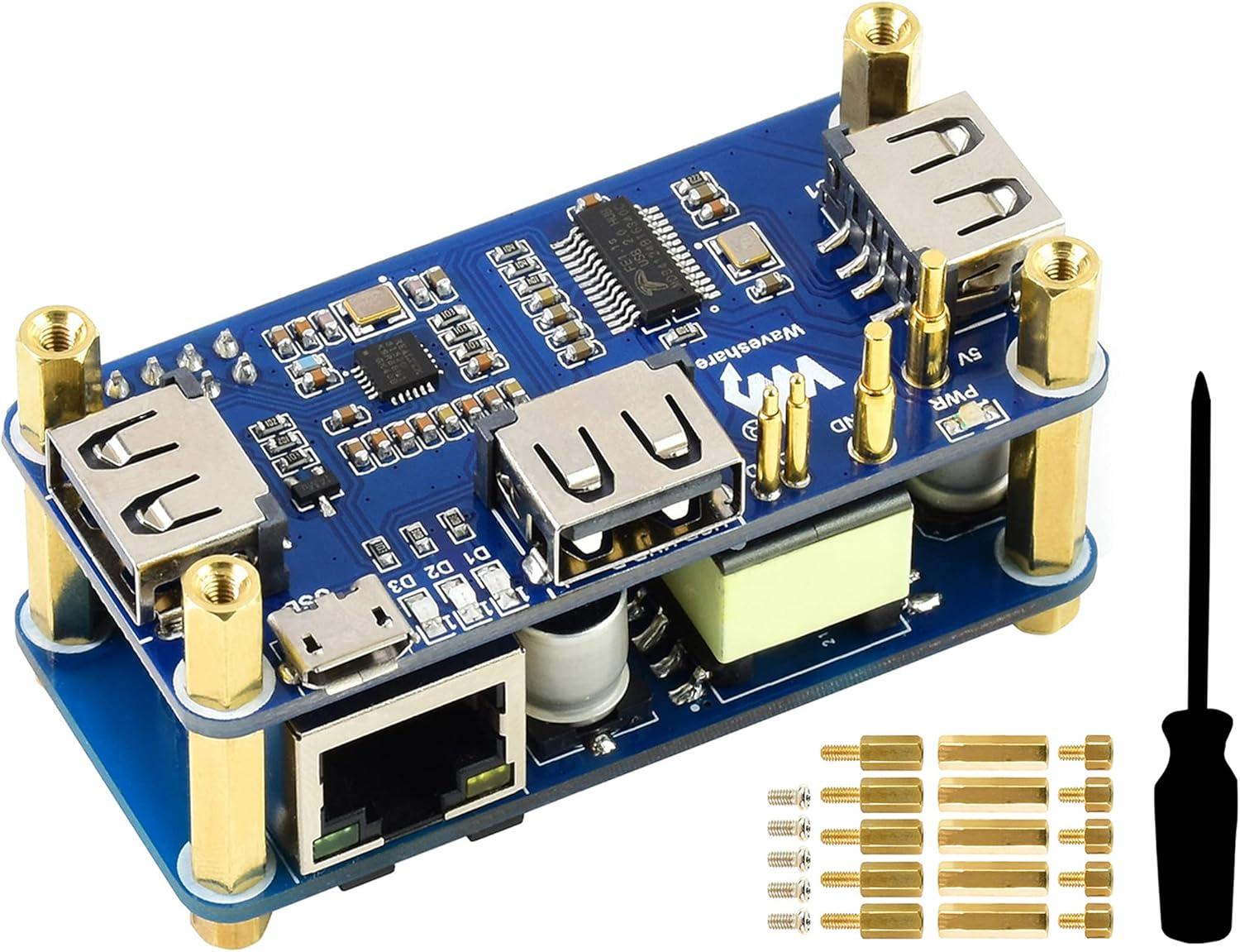 Power Over Ethernet PoE Ethernet/USB HUB HAT Expansion Board for Raspberry Pi Zero/Zero W/Zero WH,with 3X USB 2.0 Ports, Ethernet Port, Support IEEE 802.3af-Compliant PoE Network Standard
