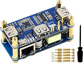 Power Over Ethernet PoE Ethernet/USB HUB HAT Expansion Board for Raspberry Pi Zero/Zero W/Zero WH,with 3X USB 2.0 Ports, Ethernet Port, Support IEEE 802.3af-Compliant PoE Network Standard