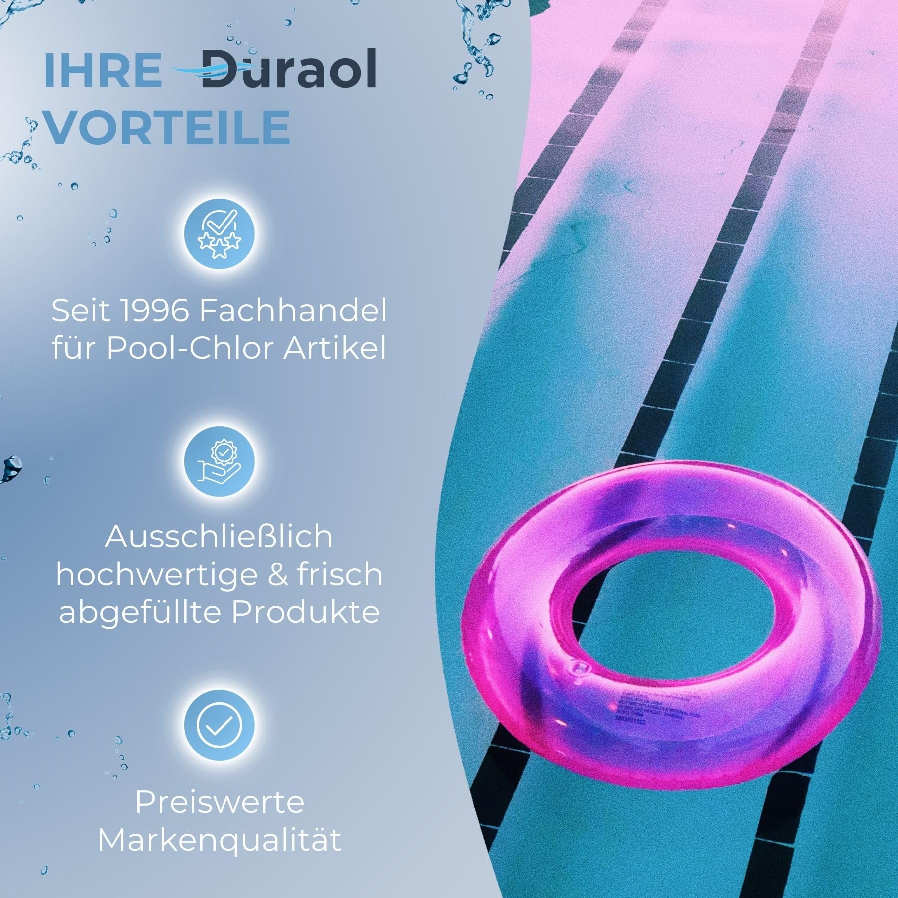 Duraol Pool Dosierschwimmer mit Thermometer I Einstellbarer Dosierer zur Chlorzugabe für Pools I Pool Dosieranlage ideal für 20g bis 300g Tabs I Chlor Schwimmer mit verstellbaren Dosierschlitzen