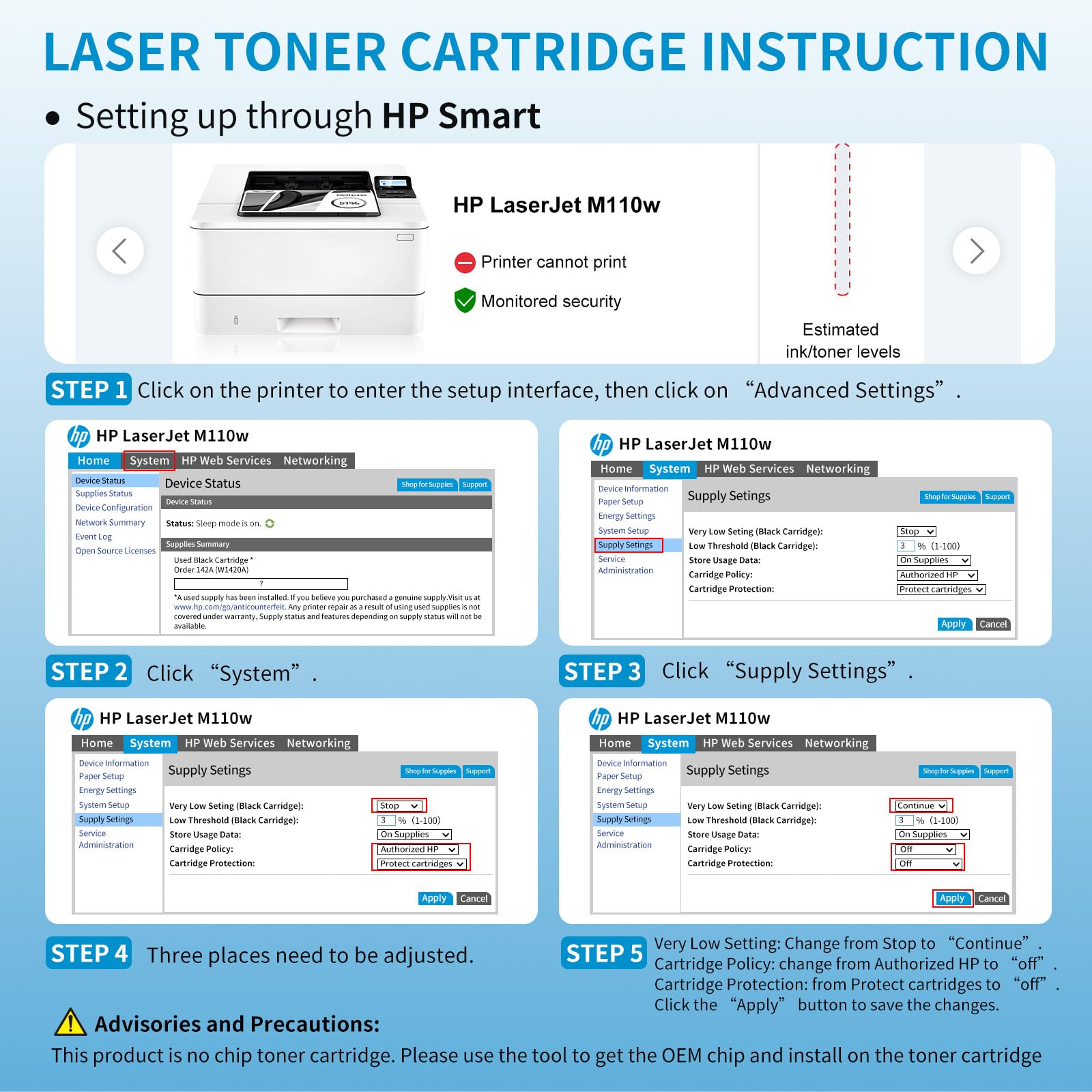Tóner de Repuesto HP 142A W1420A para LaserJet Pro M110w M110 M110we MFP M140w M140 M140we M139w M139we M139 (1 Negro)