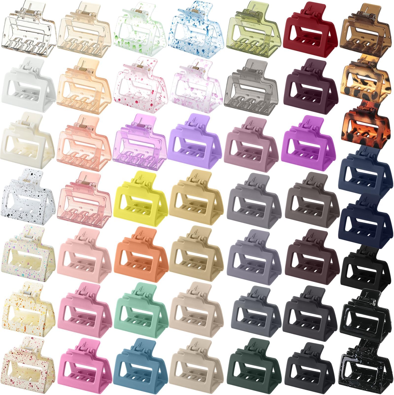 Retrowavy 50 Pcs Claw Hair Clips Bulk 2'' Medium Square Matte Nonslip Claw Clips for Women Hair Styling Accessories for Women Gift Wife Mother (Bright Color)