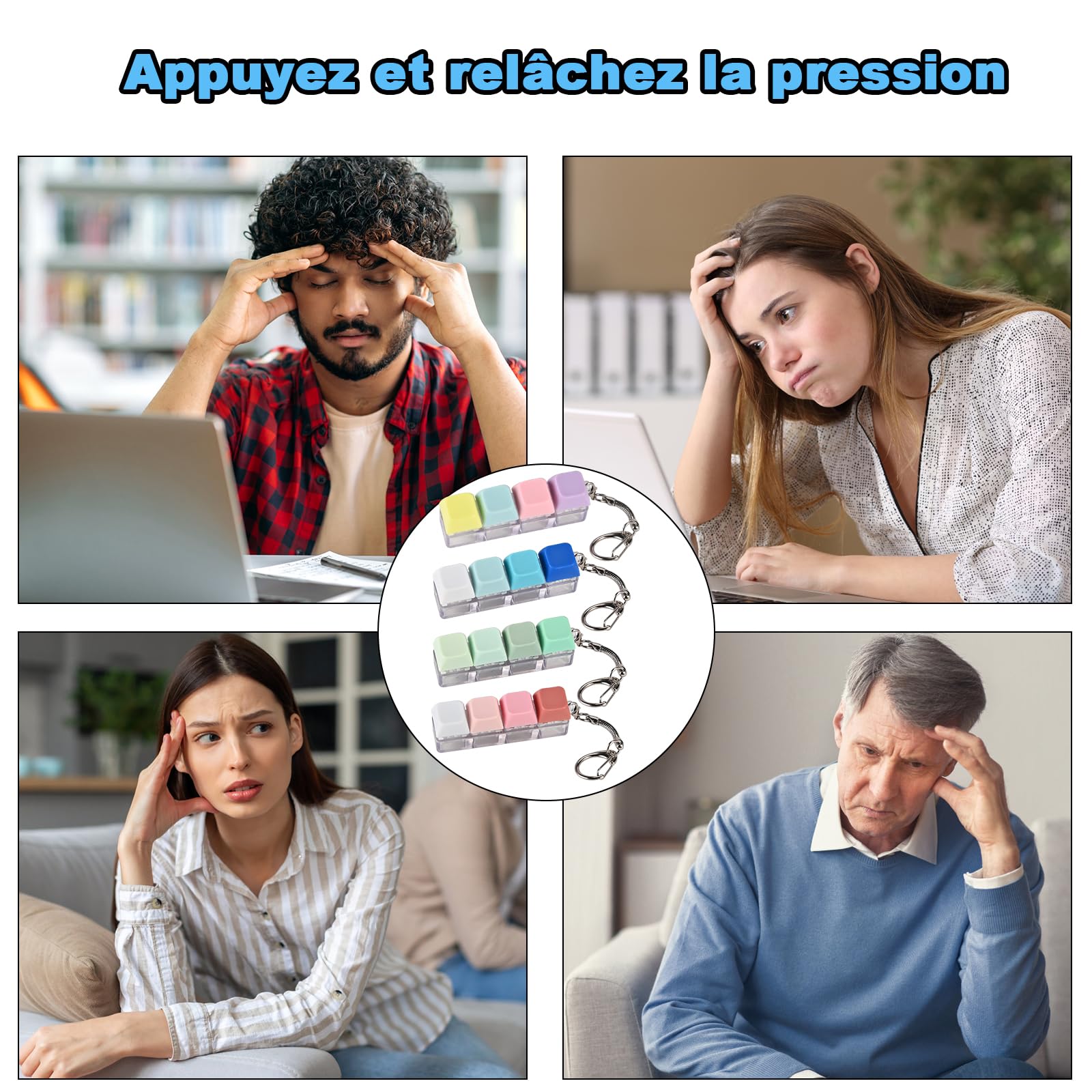 GOLDGE 4 Piezas Teclado Antiestres, Teclado Clicker Fidget Toy, Juguetes Antiestres Adultos, Teclas Antiestrés para Aliviar el EstréS Pass Tiempo, Regalos Originales para Mujer/Hombre (Desmontable) — view 7