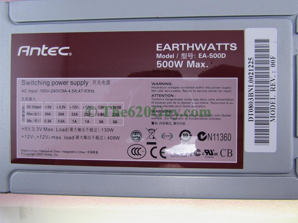Antec EA-500D Earthwatts 500W 20+4Pin 4-Pin 2x PCIe 80 PLUS PFC ATX Power Supply thumbnail 3