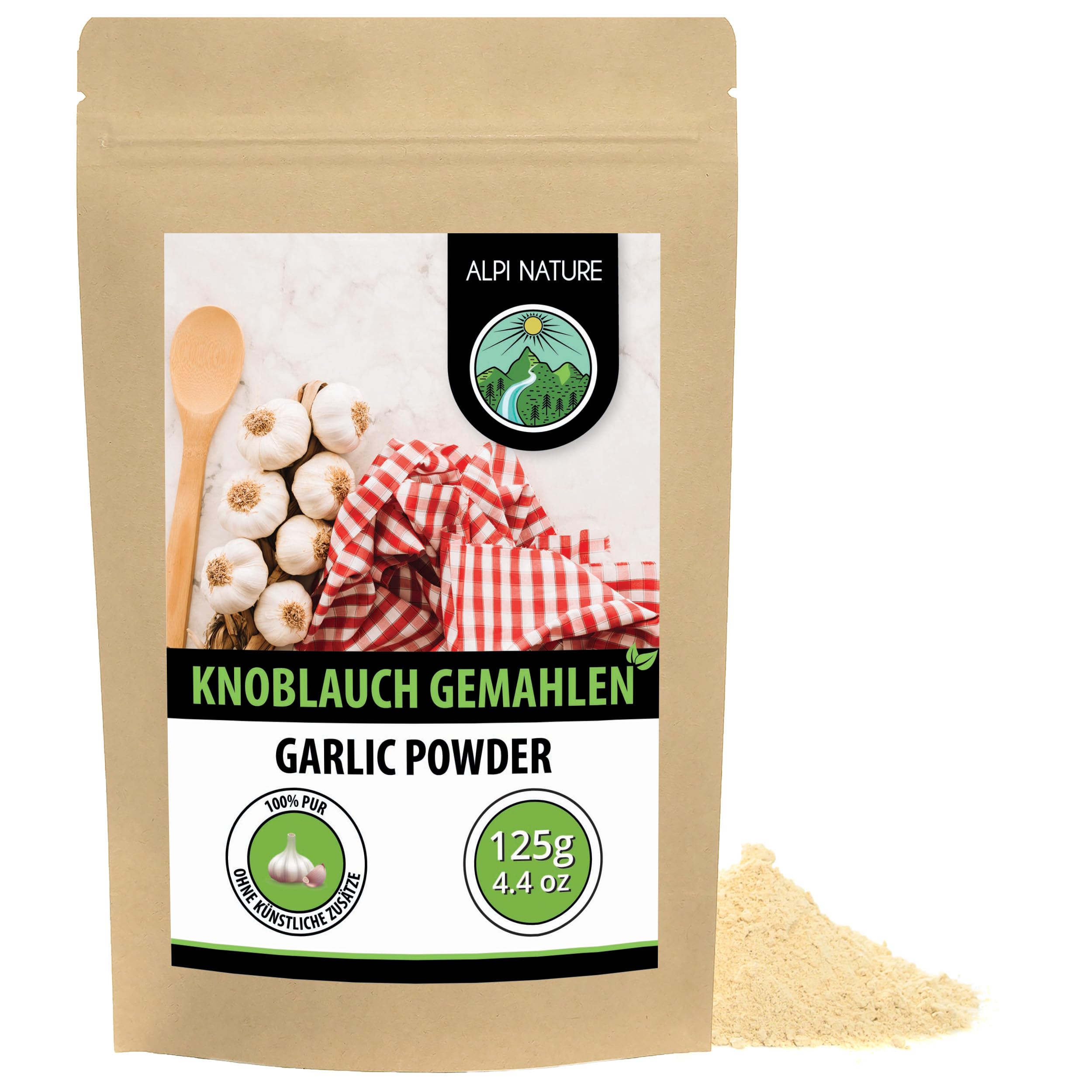 Alpi Nature Knoblauchpulver 125g, Knoblauchpulver gemahlen, Knoblauch getrocknet und gemahlen