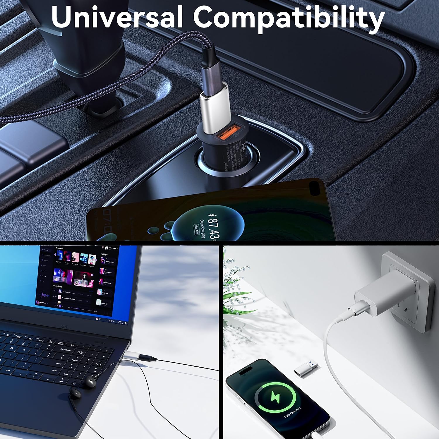 6 Pack USB C Female to USB Male Adapter, Type C to USB A Charger Cable Converter for iPhone 11 12 13 14 15 16 17 Pro Max, iPad Pro Air 4 Mini 6, Samsung Galaxy S25 S24 S23 S22, Google Pixel (Silver)