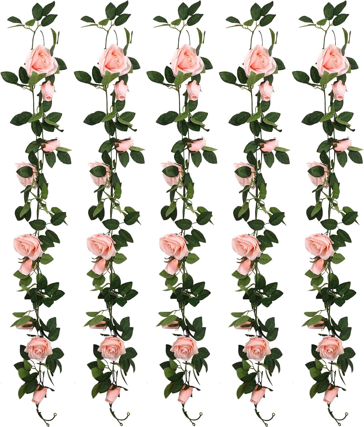 5pcs 40FT Rose Vines Faux Flower Garlands for Home Flower Vines Decor for Wedding Party Background Baby Showers Decor (Pink)