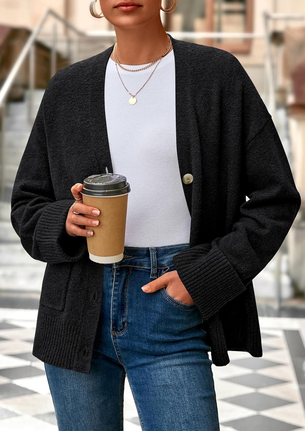 PRETTYGARDEN Women's 2026 Oversized Cardigan Sweaters Trendy Chunky Knit Long Sleeve V Neck Button Down Fall Winter Outfits - Image 5