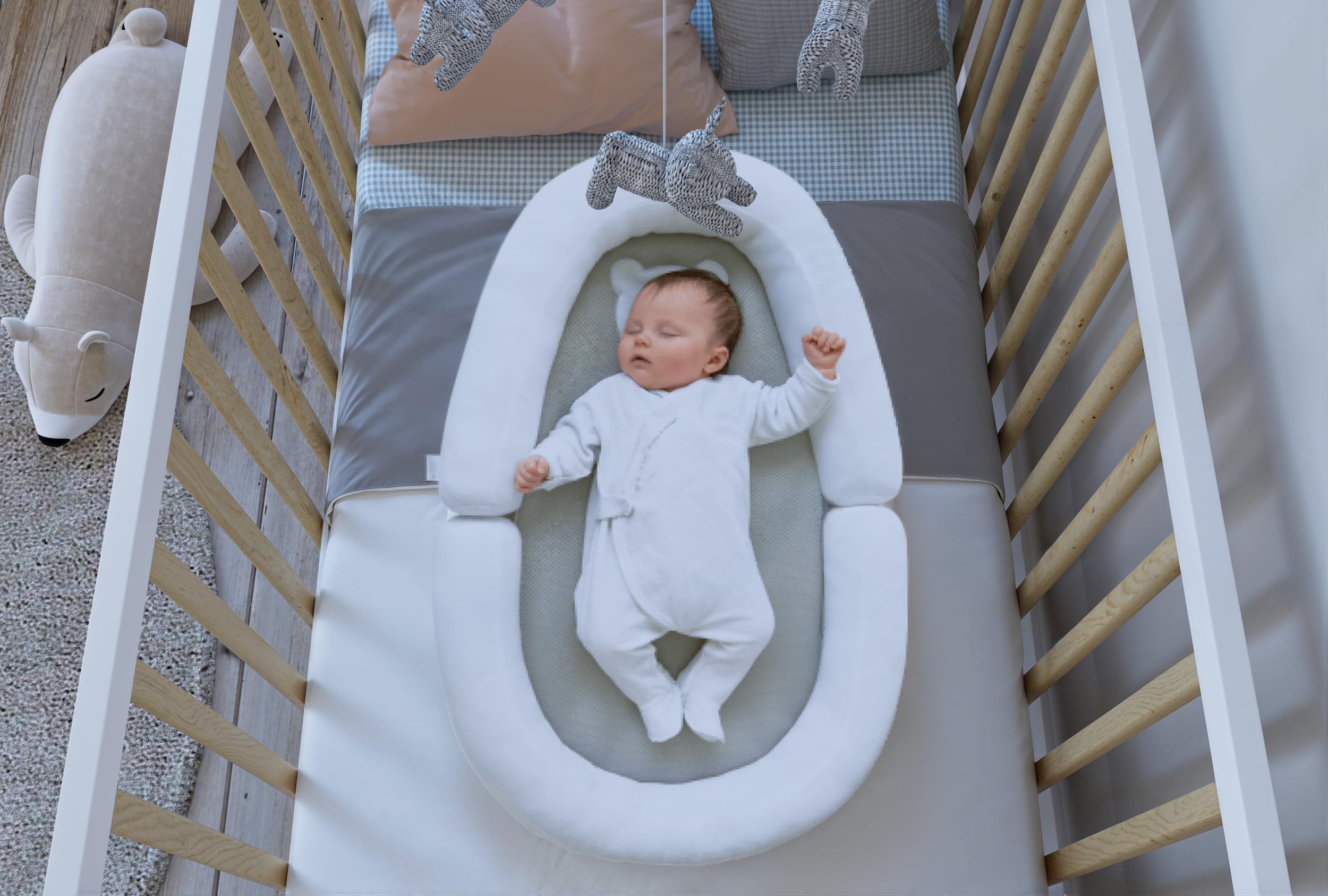 zee Cuna Bebé LUMI 120x60 cm 2 en 1 con Colchón Convertible en Cama Infantil Blanco Natural con Cajón y Barandilla Seguridad Madera de Pino Altura Regulable