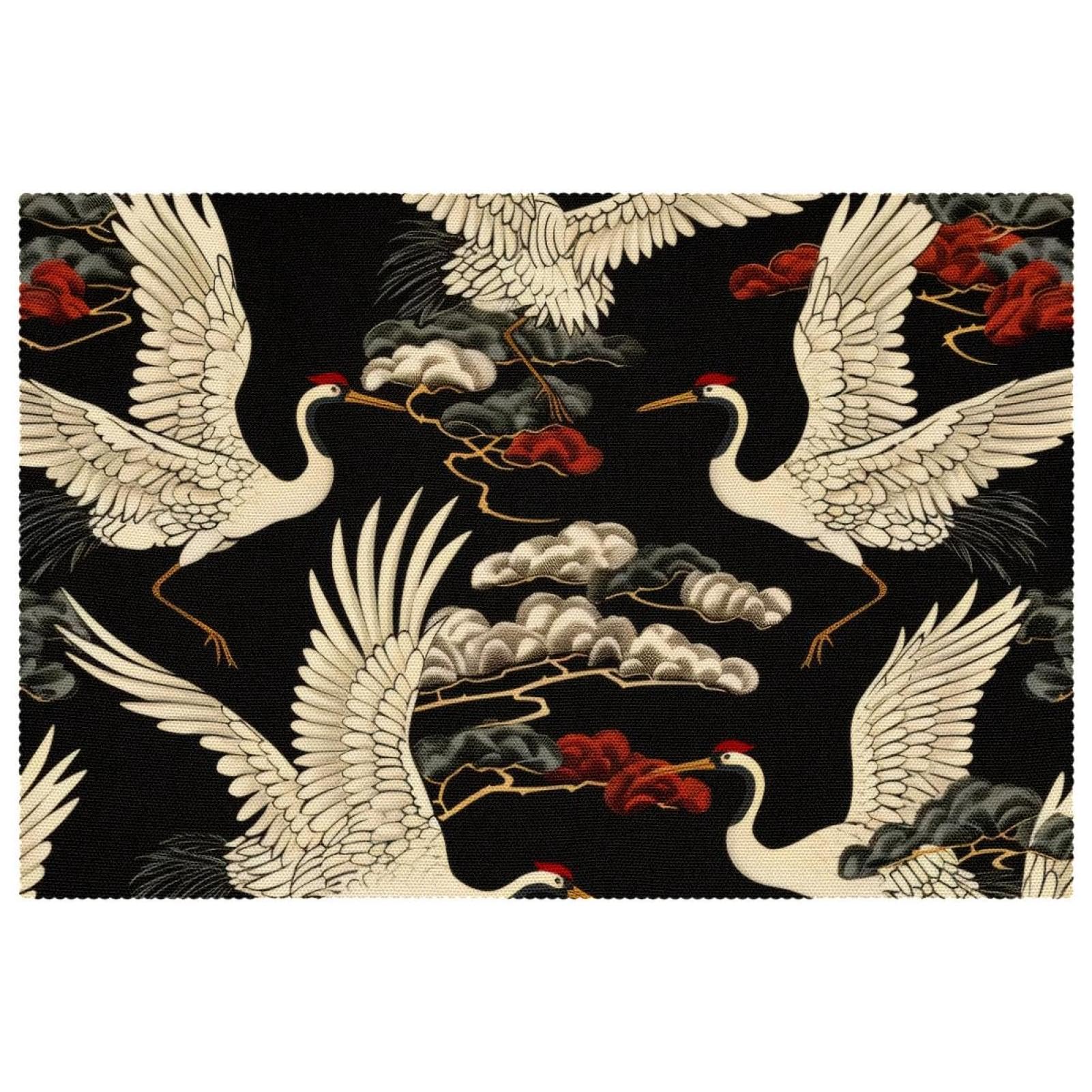 Sets de table tissu Oxford premium motif grue volante résistants