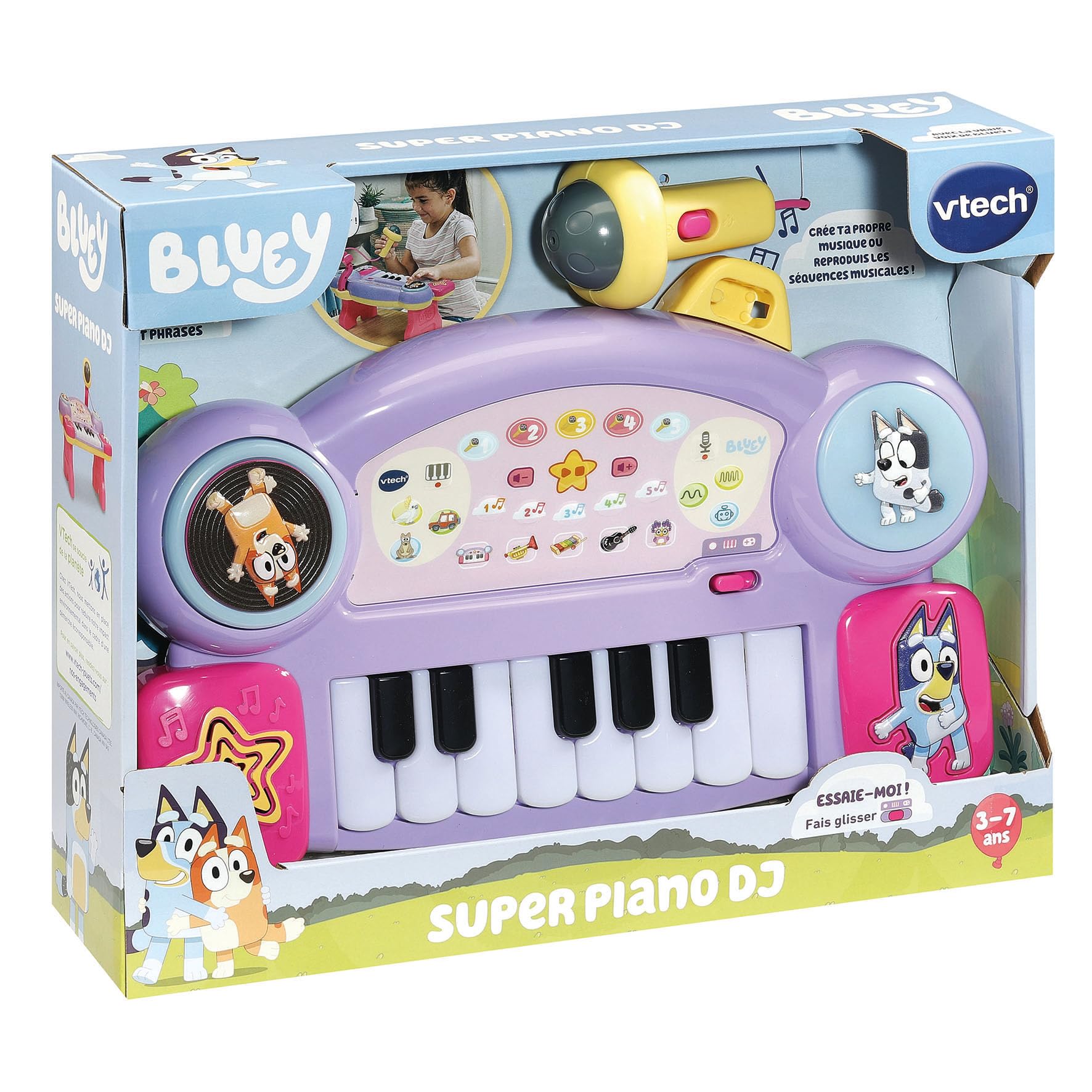 VTech Super Piano DJ Bluey, Piano Lumineux Enfant dès 3 Ans