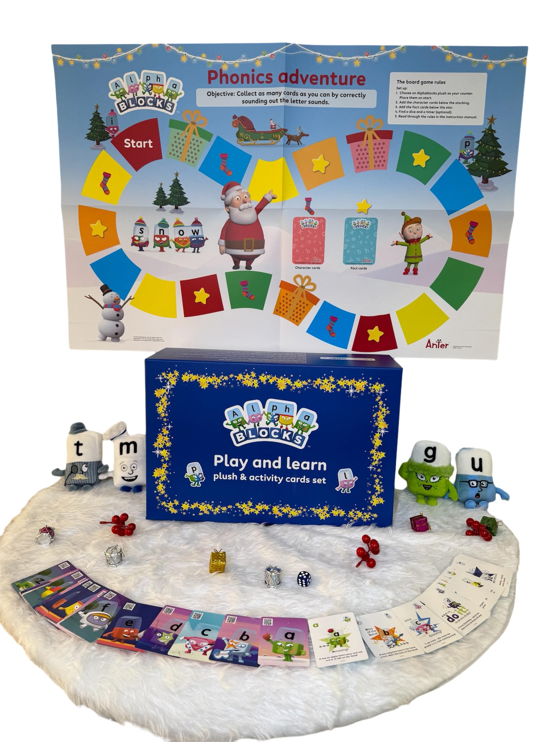 Alphablocks Plush & Cards Gift Set - Phonics Learning Toys for Kids | 3-6 Years Preschool Phonics & Letter Recognition Set, EYFS phonics toys for Kindergarten/Pre-K, BBC Alphablocks TV Show