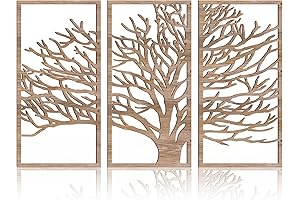 3 Panel Rustic Wood Wall Art Tree of Life Boho Decor for Living Room Decor