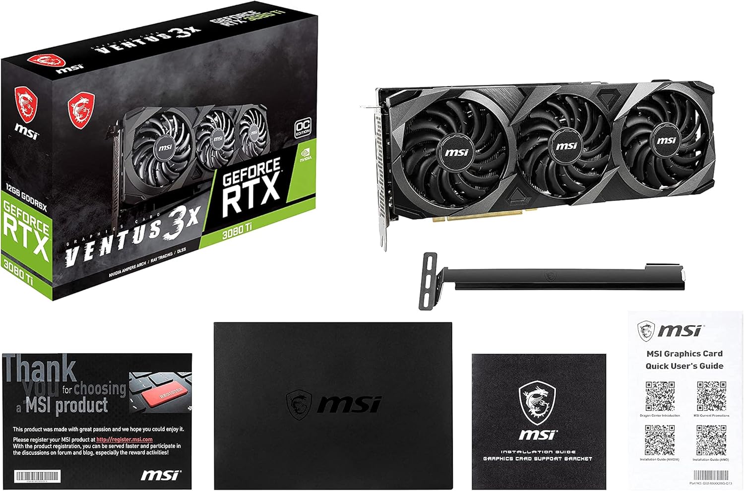 MSI Gaming GeForce RTX 3080 Ti Ventus 3X 12G OC - 12GB GDDR6X Graphic Card for PC Gaming, 320-Bit HDMI/DP, NVIDIA GPU, Tri-Frozr 2 Cooling, Ampere Architecture, Computer Video Graphics Card (Renewed)
