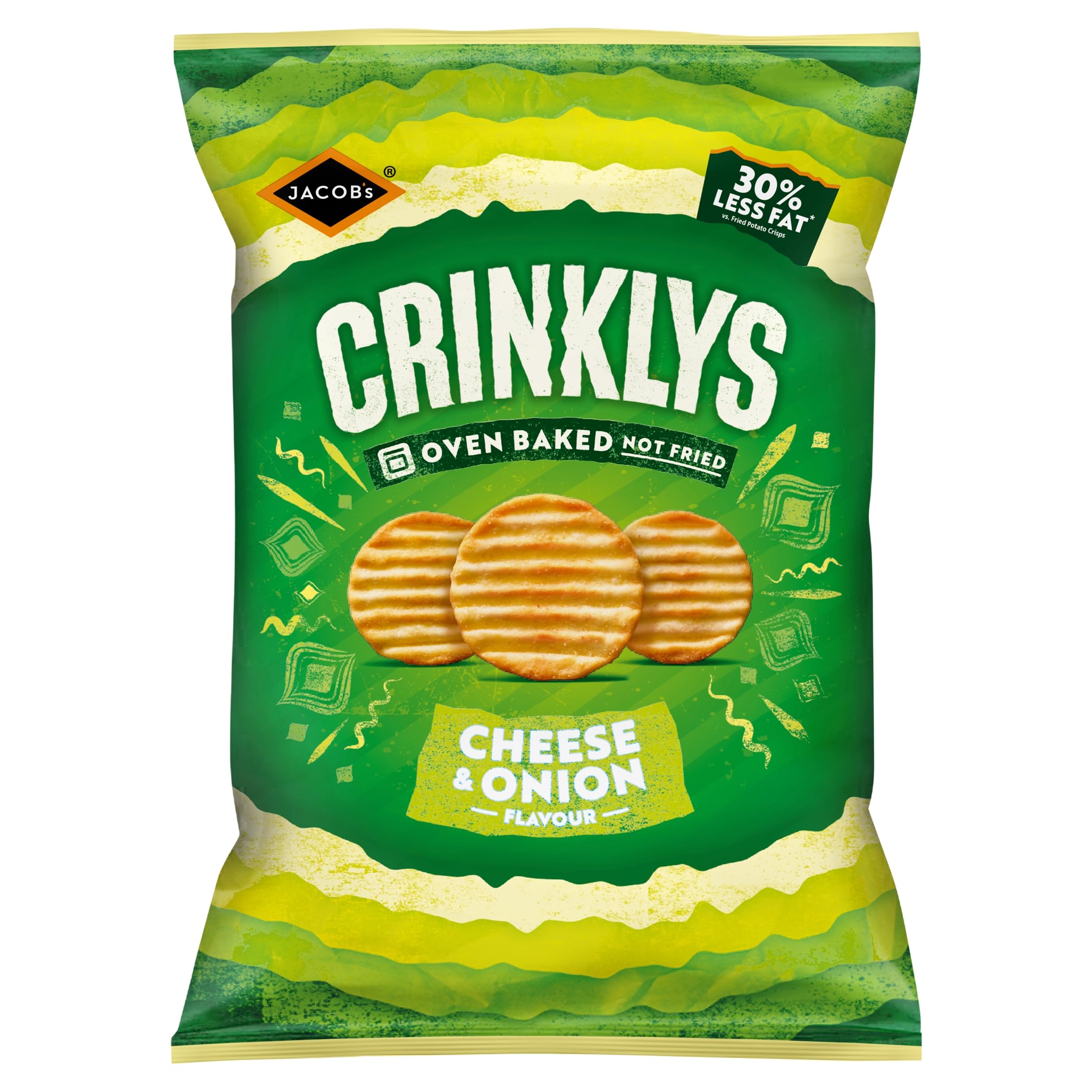 JACOB'S Crinklys Cheese & Onion Baked Snacks Share Bag, 150g