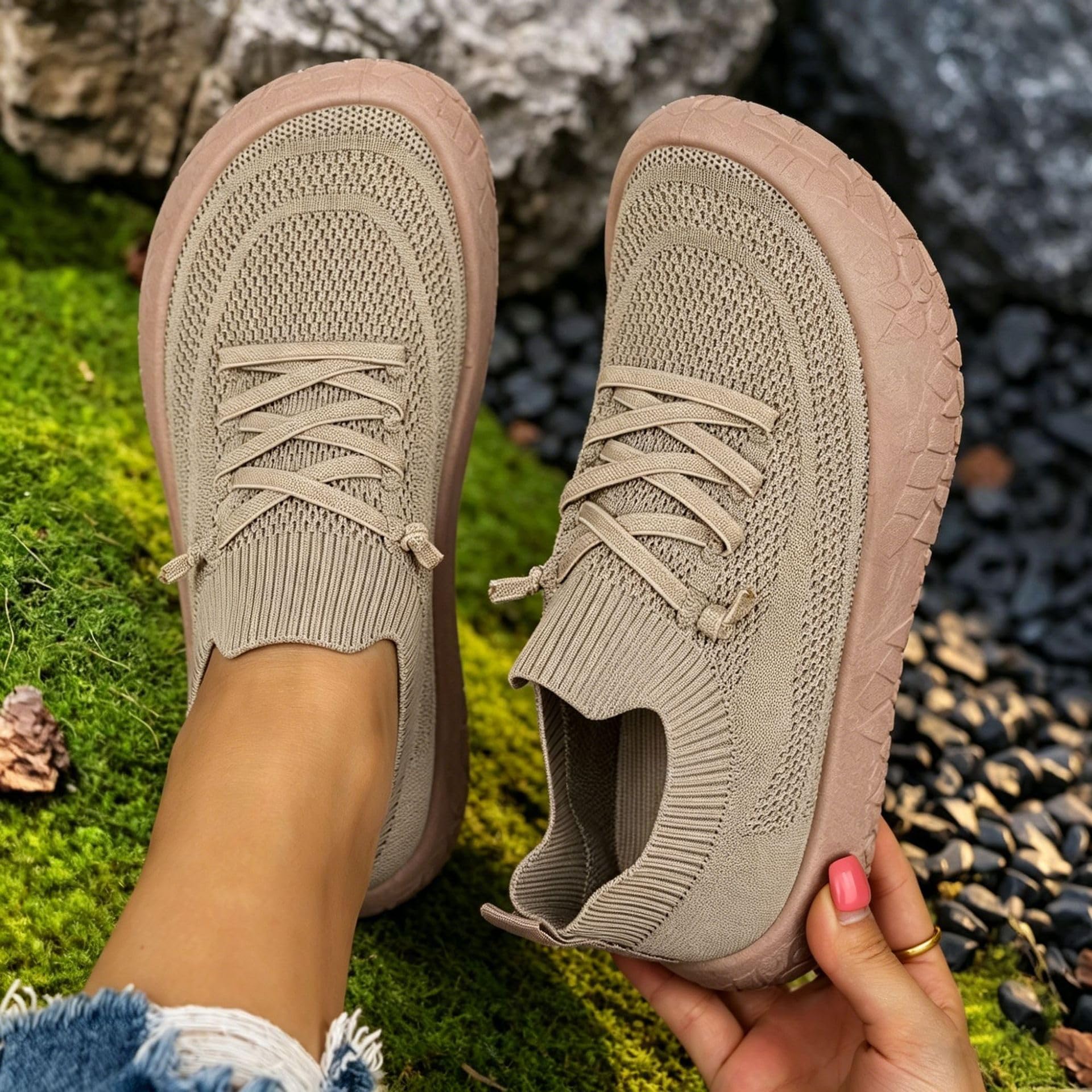 Zapatillas de punto para caminar con plataforma para mujer