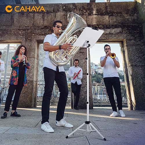 Miniatura 42 de Soporte para partituras y soporte de mesa de CAHAYA , con respaldo rígido con bolsa de transporte para libros, notas, laptop, tablet, color blanco.