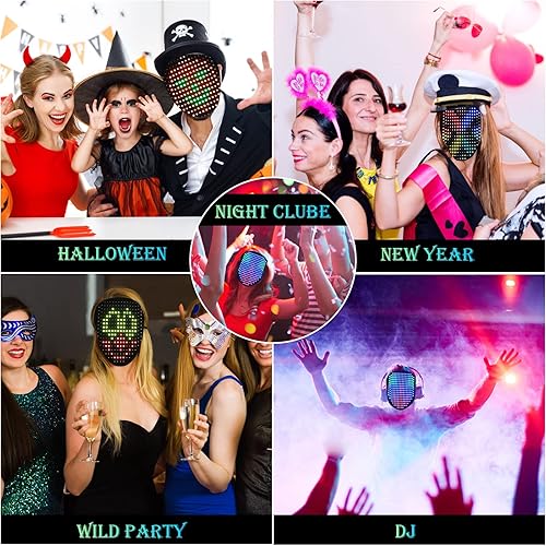 Miniatura 8 de Saparlo LED Mask Light Up Mask with 50 Preset Gesture Sensing Patterns-Rechargeable Masquerade Mask for Christmas PartyChristmas Gift Dj LED Mask