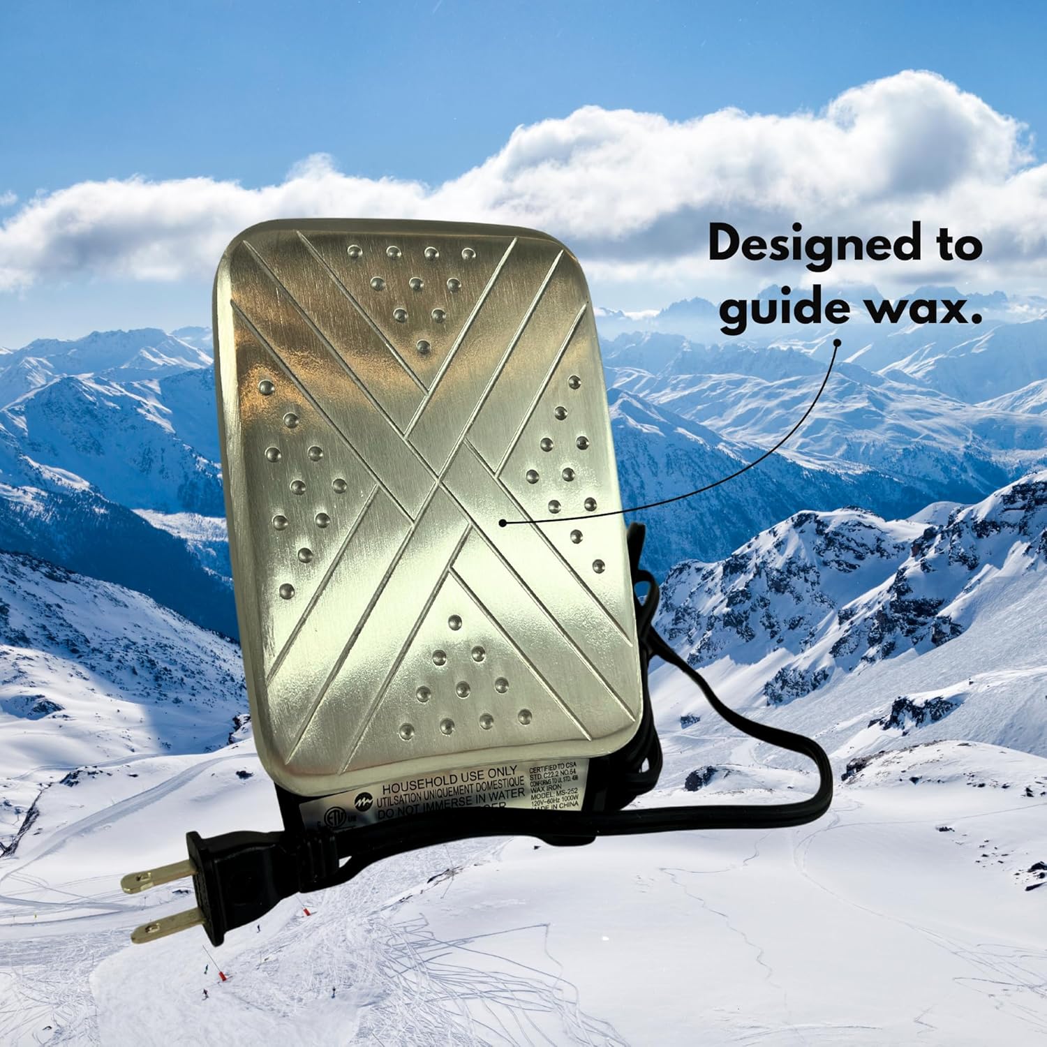 Deluxe Ski and Snowboard Waxing Iron – Adjustable Temperature Wax Iron for Tuning Snowboards and Skis – Durable Orange & Black Design for Hot Wax Application – Works with All Wax Types