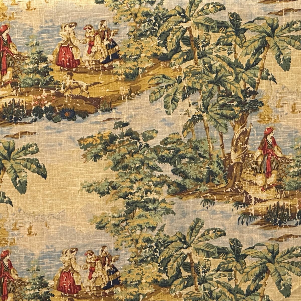 Bosporus Billiard Green Scenic Toile Trees Covington Fabric