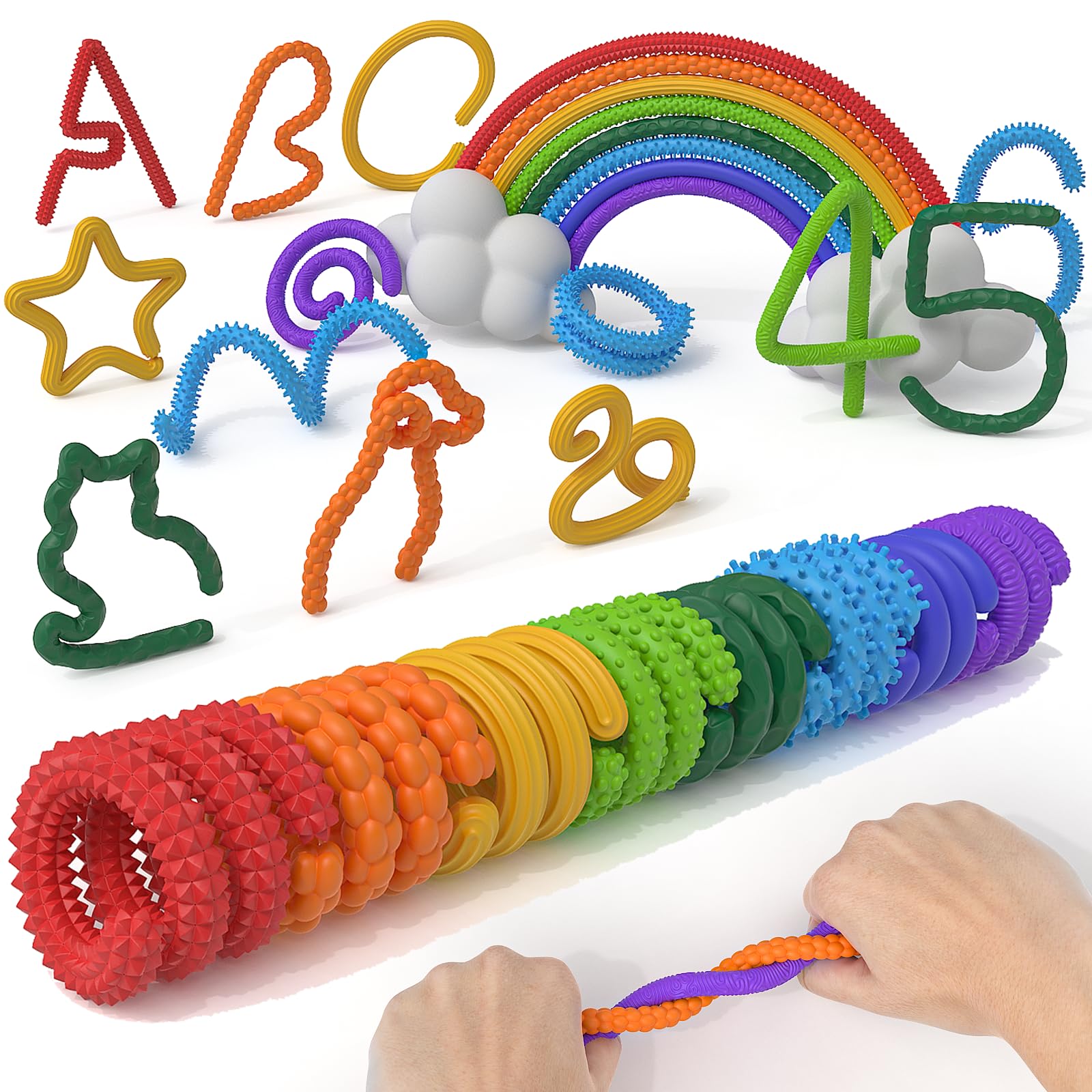 KEEPAQ Fidget Toys Sensory Stick: Textured Silicone Sensory Toys for Kids 8 Pack