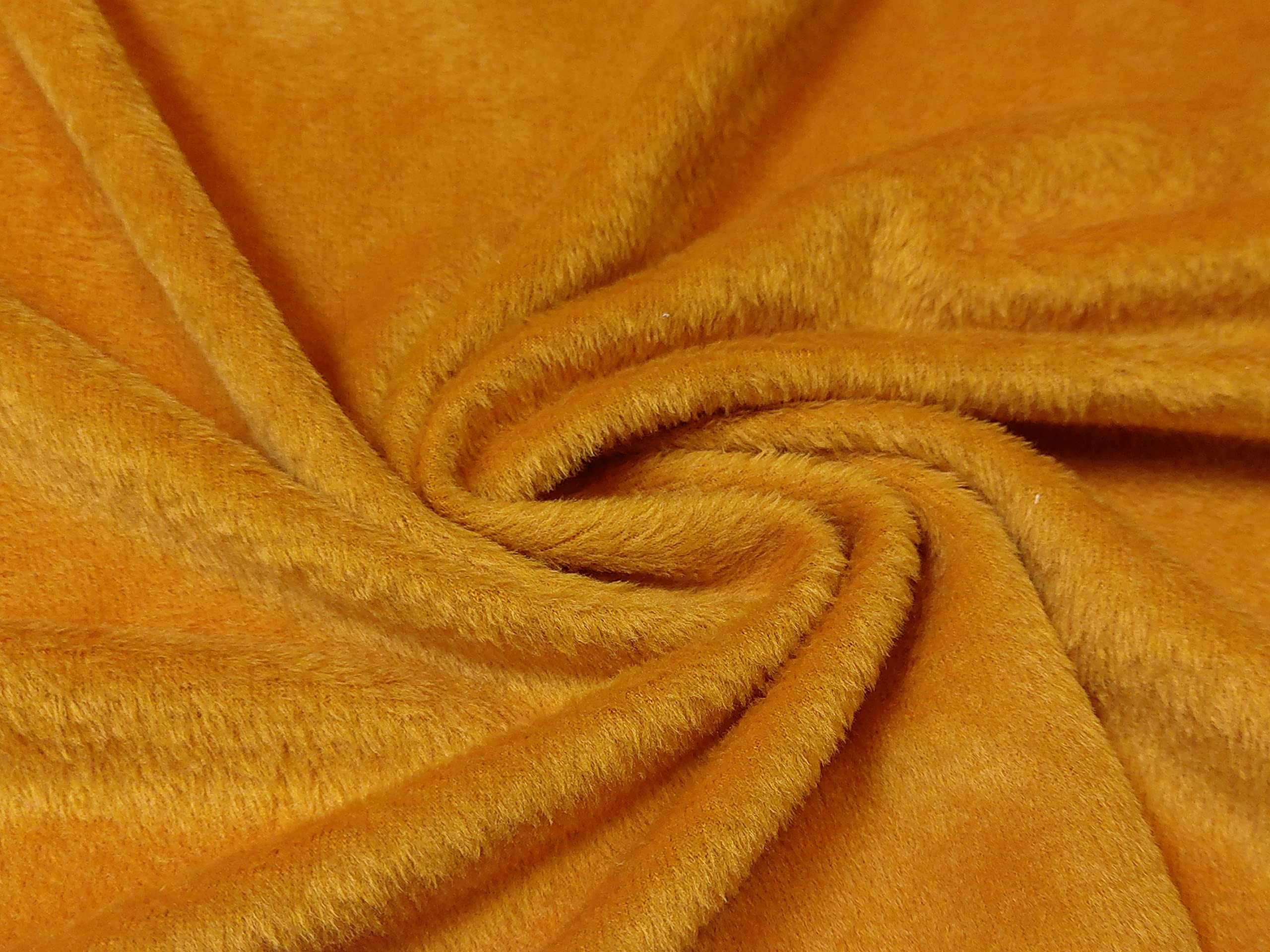 Jersey Coral Cuddlesoft Fleece Purring Fur Fabric Material Ochre, 1Mtr - 150cm x 100cm