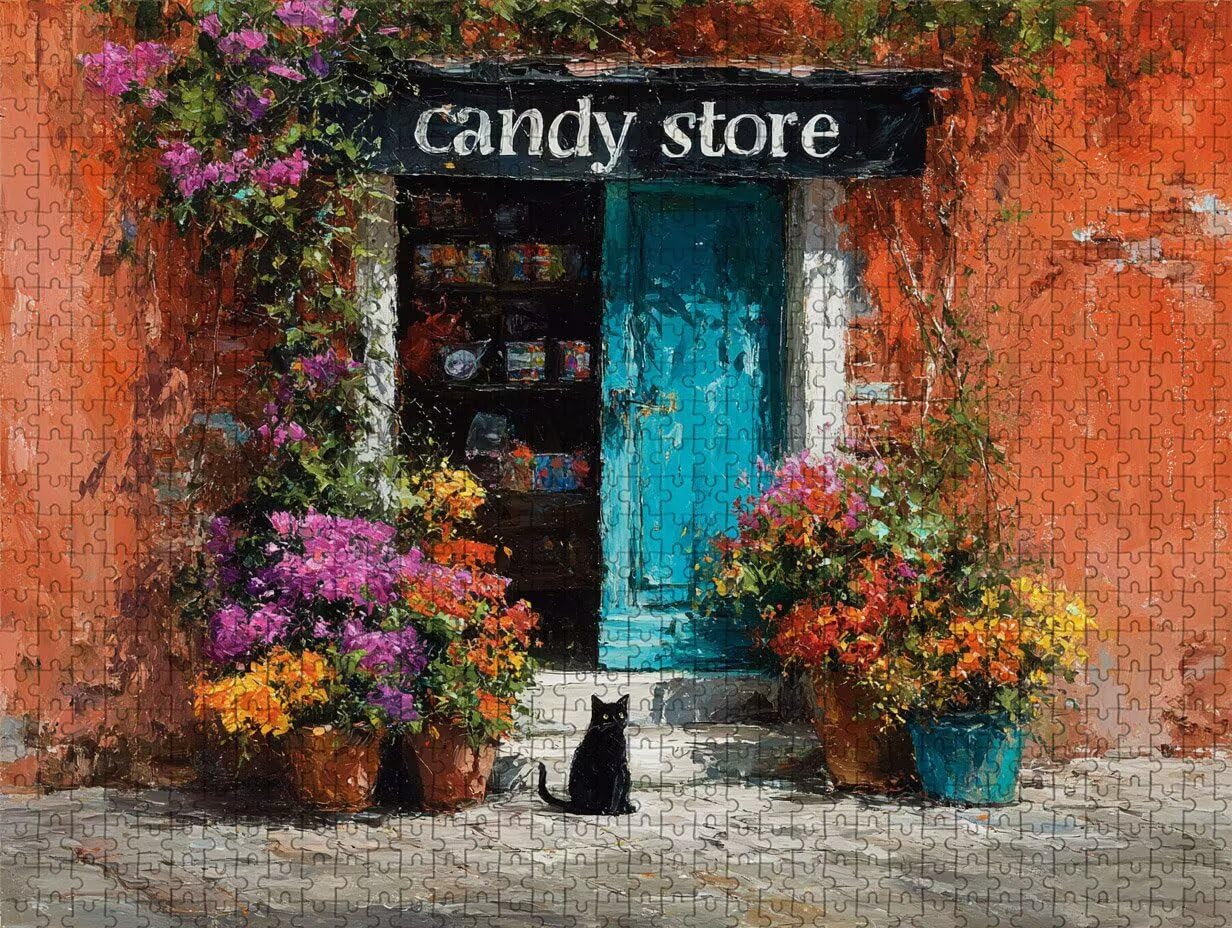 Chat Puzzle 3000 pièces Adultes, Puzzle Bois 122x81cm, Adultes Jeu éducatif Défi énigme avec Une Boîte d'emballage Exquise, Jeu Relaxant Détente Collection, été Decoration, (Vue De La Rue) P-3853
