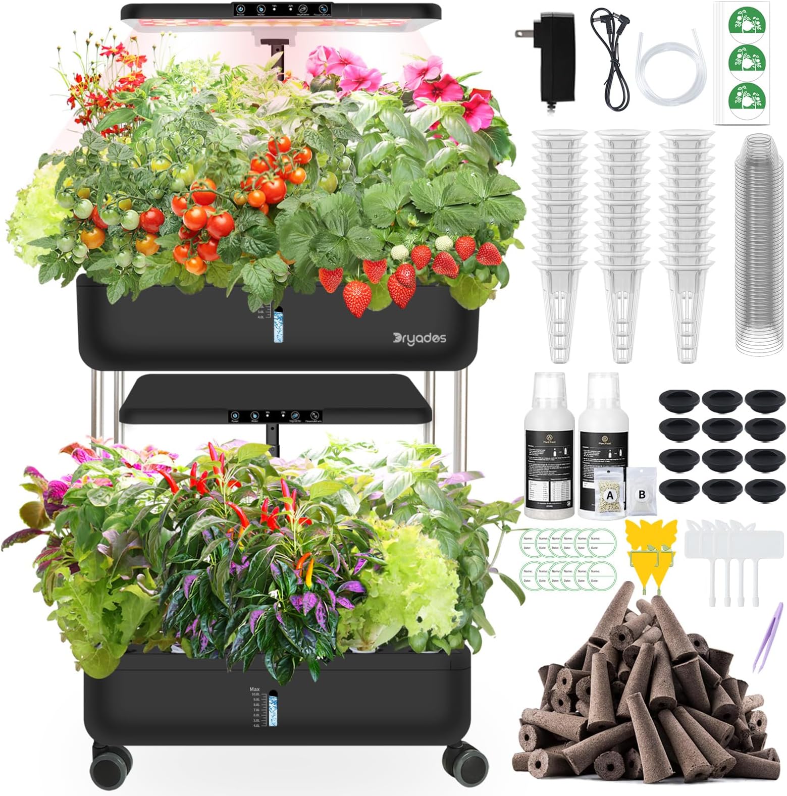 Hydroponics Growing System Indoor Garden - DRYADES Herbs Garden Kit Indoor with LED Grow Light Grow Anything Plants Germination Kit (No Seeds) Harvest Vegetable Lettuce for Home Kitchen (44 Pods)