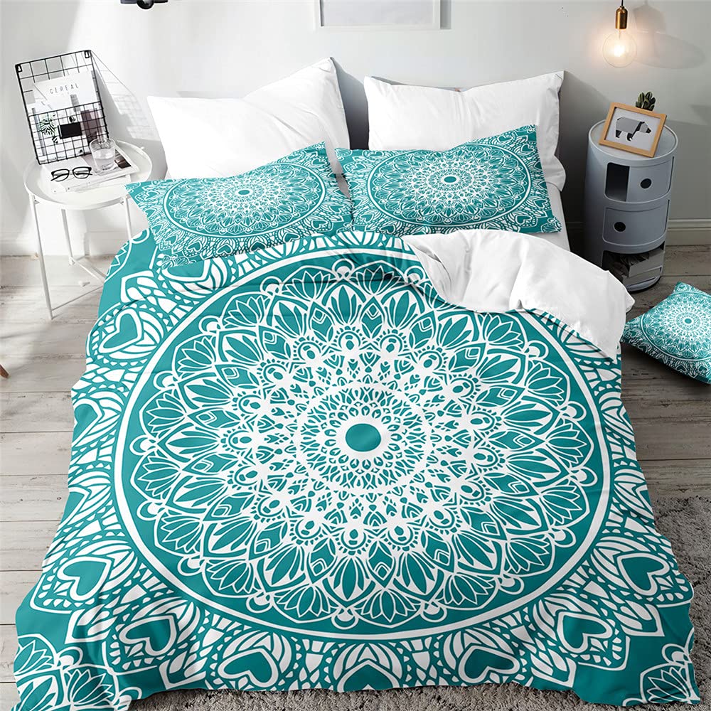 Surwin Mandala Juego de Cama 3 Piezas para Cama 90, 135 o 150cm, Microfibra 3D Juegos de Fundas para Edredón con Funda Nórdica y 2 Funda de Almohada (B,220x240cm)