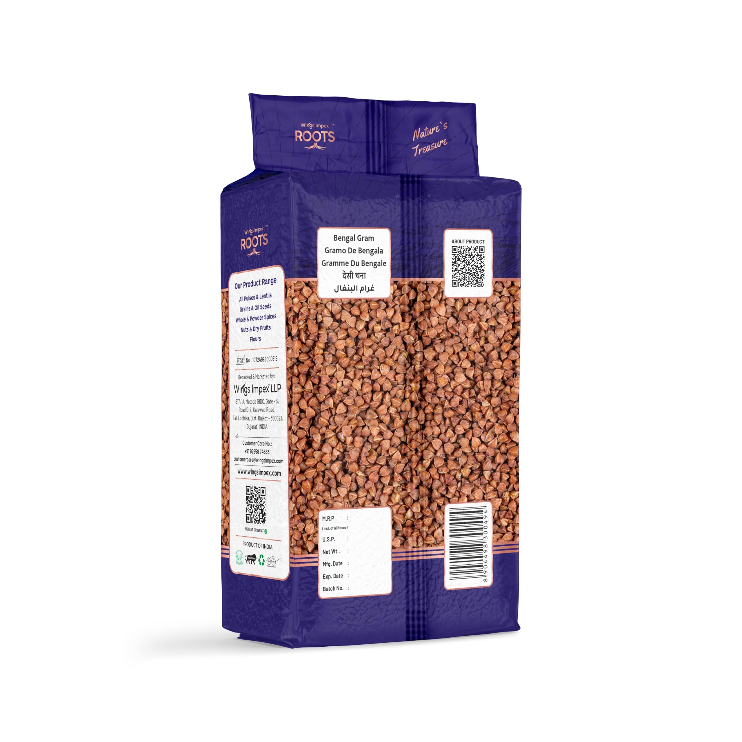 Roots Desi Chana 1 kg | Premium Bengal Gram | Protein & Fiber Rich Brown Chickpeas | Unpolished & Hygienically Packed - Image 3 thumbnail