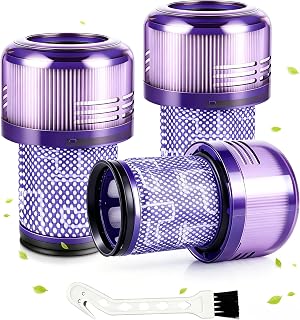 HEPA Filter kompatibel mit Dyson V12 Detect Slim, Waschbar, 3 Stück | Waschbarer Ersatzfilter mit Reinigungsbürste, HEPA Filtration, einfache Montage ohne Werkzeug für V12 Detect Slim Staubsauger