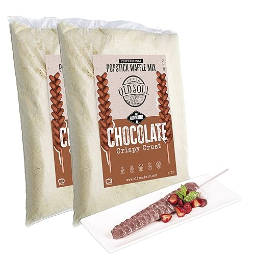 OldSoul - Mezcla profesional de gofres para palillos, crujiente, sin soja y nueces, mezcla de masa de gofres en barra, sabor a chocolate, 10 libras,