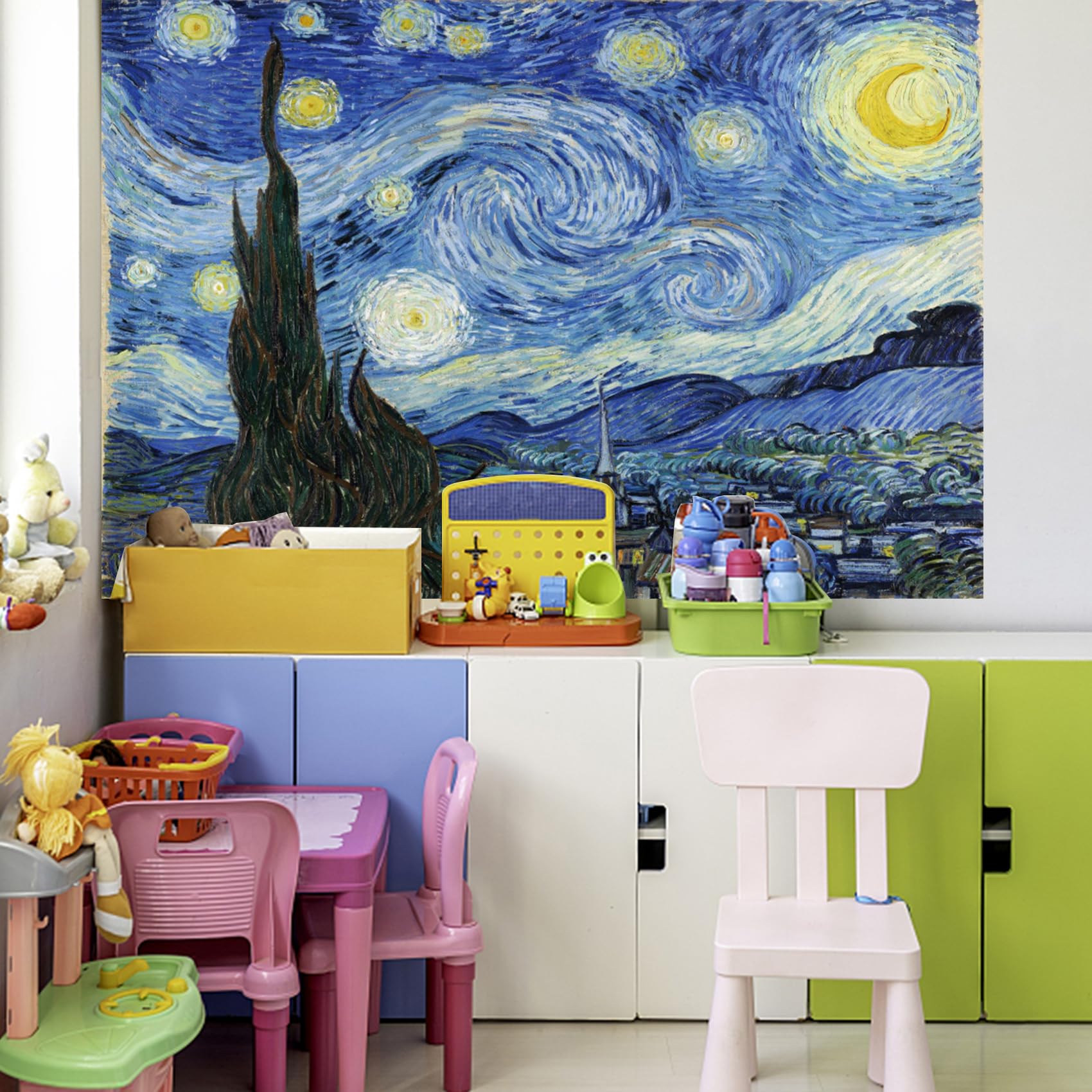 特別価格❗️ゴッホ風背景シリーズ　手作り額付き作品「新星ニャンコ」 特別価格❗️ゴッホ風背景シリーズ 手作り額付き作品「新星