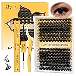 QUEWEL Lash Clusters Kit, 280Pcs 70D+90D Lash Cluster Eyelash Extensions Mix 10-18mm 3D Eyelash Clusters with Lash Bond and Seal and Lash Tweezers Easily Create 3D Lashes Clusters at Home(70D+90D Kit)