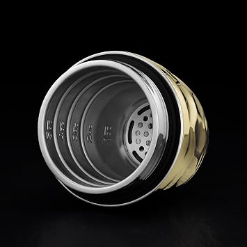 HexClad 25 oz Gold Vacuum Insulated Cocktail Shaker w/Jigger & Strainer