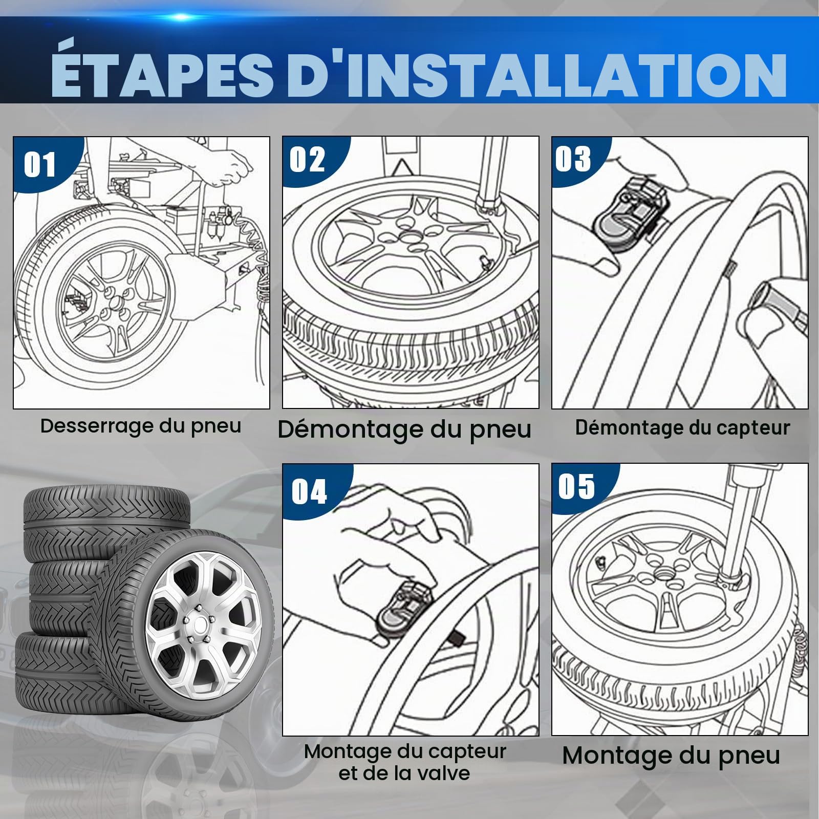 Capteur de Pression des Pneus Compatible avec Mercedes-Benz C/CLA/GLC/CLS/E/S/Classe GLE W176 W205 C207 W212 RDKS TPMS Compatible avec GLCES Classe A B C GL GLA GLK MR 2007-2015 A0009050030