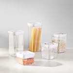 Amazon Basics Food Storage Containers with Lids, 10-Piece Square Set, Airtight Kitchen Pantry Organizers, Clear Plastic