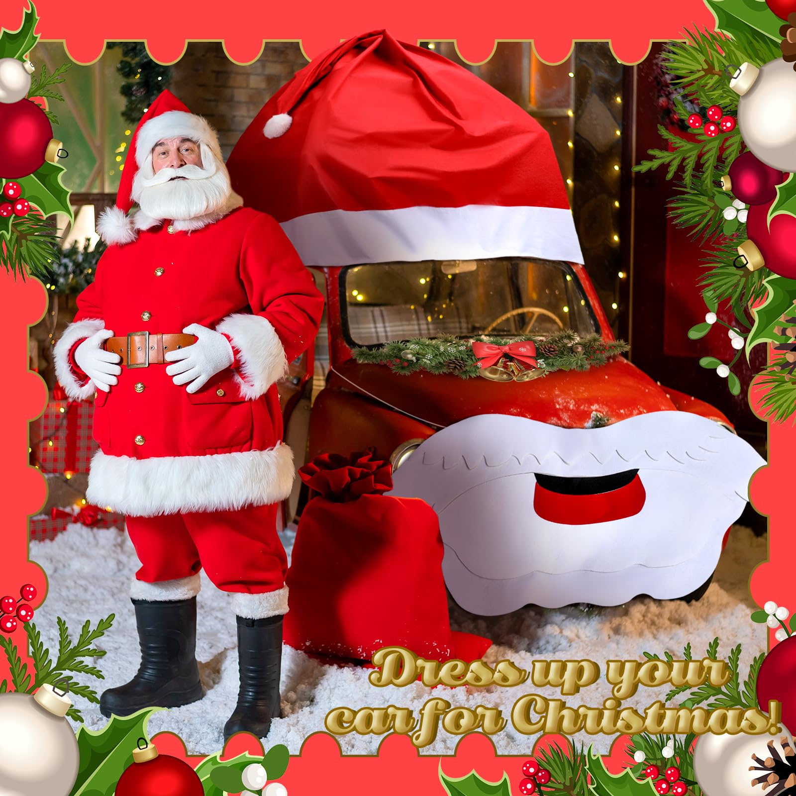 dress up your car for christmas Sequin Rudolph Reindeer Car Decorating Kit 3pc