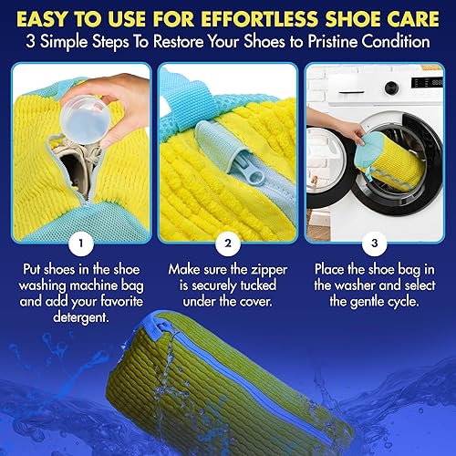 Miniatura 8 de 2 bolsas para lavadora de zapatos, limpieza profunda de 360°, bolsa de lavandería reutilizable para lavadora y secadora, bolsa de limpieza