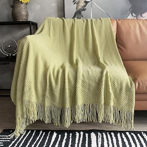 LOMAO Manta de punto con borlas Burbujas texturizadas ligeras mantas para la decoración del hogar