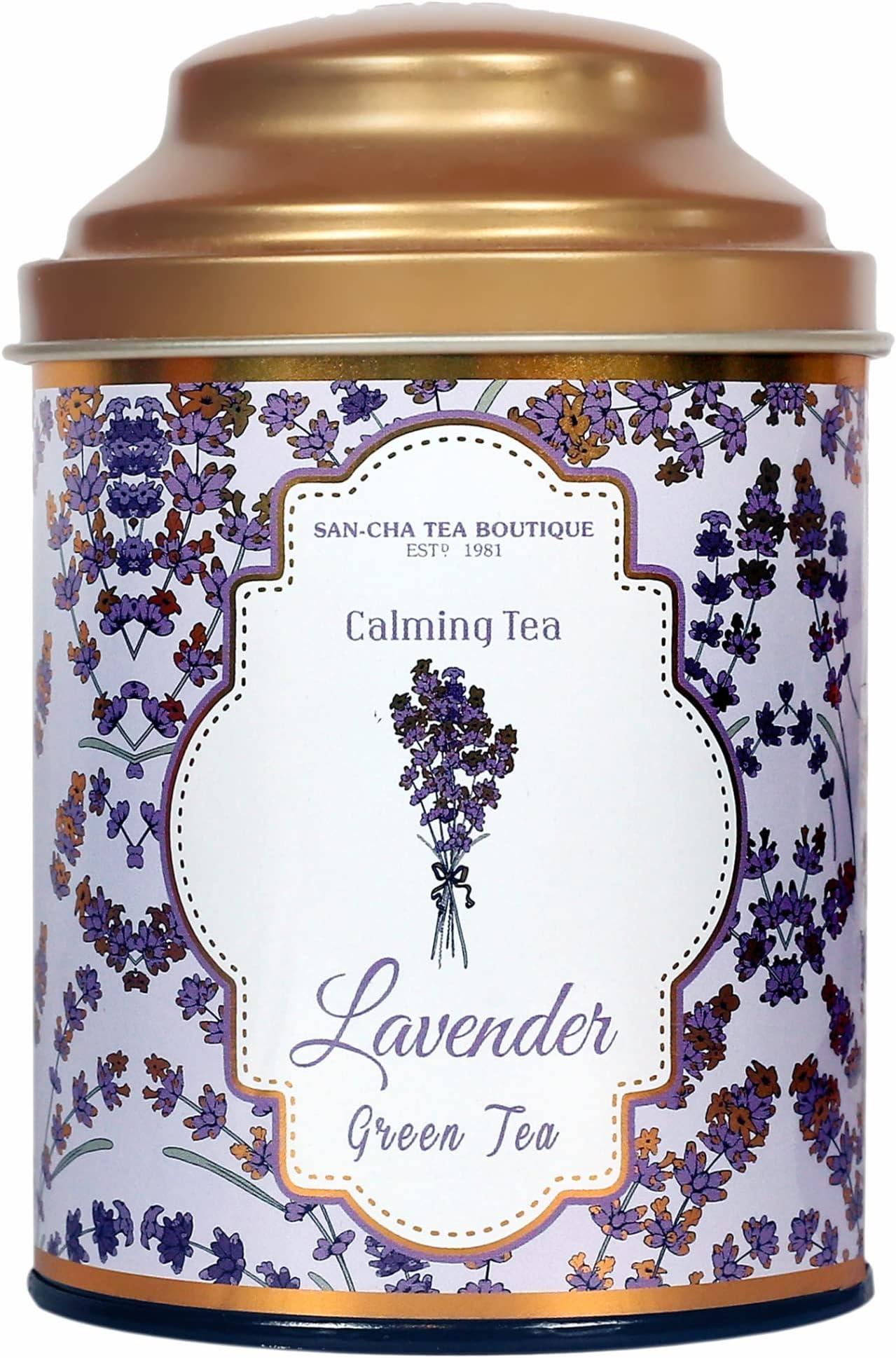 Sancha Tea Boutique, Lavender Green Tea, 100g Loose Leaves | Relaxing Floral Green Tea with Mint | Antioxidant-Rich & Rainforest Alliance Certified