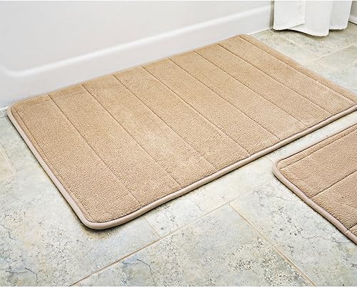 Miniatura 4 de Juego de 5 alfombrillas de baño de espuma viscoelástica gruesa, cierre de cremallera, juego de alfombras de baño, alfombra de inodoro, absorbente de