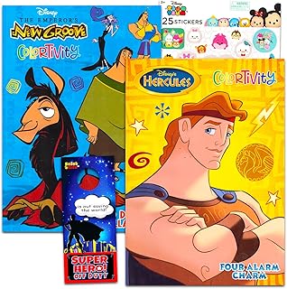 Hercules Coloring Book Set for Kids - Bundle with 2 Disney Coloring Books Featuring Hercules and More Plus Stickers, Game...