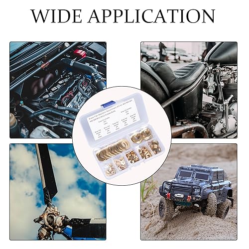 Miniatura 7 de Kit de juntas de arandela plana de latón  Surtido de 210 piezas de arandelas para tornillos y pernos M3, M4, M5, M6, M8, M10 y M12