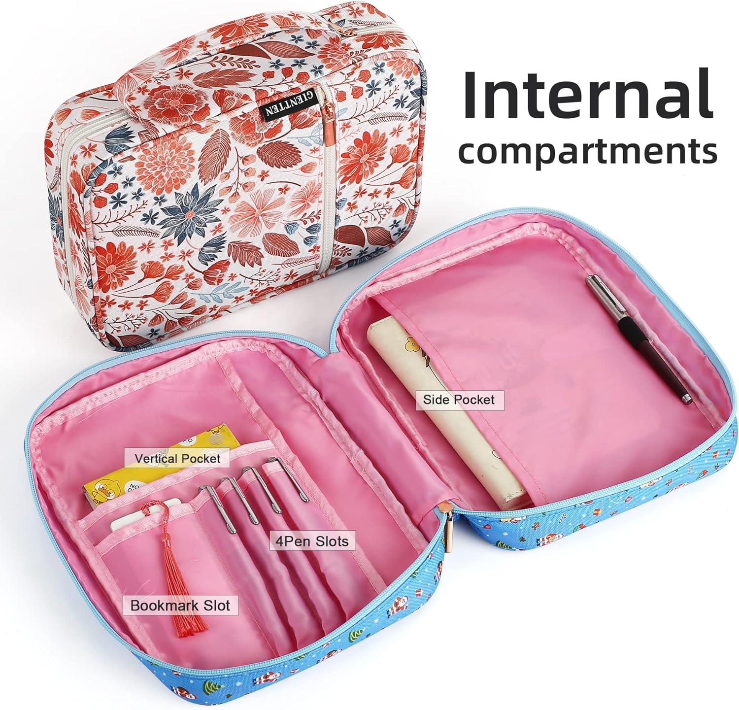 DERSTUEWE Bible Cover For Women - Pretty Floral Zipper Case, Fits Most Bibles, Great For Church & Travel (Black)